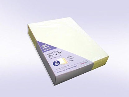 "Plain" Collated Color Paper (Not Carbonless) for Laser and Ink Jet Printers (Pack of 500 Sheets 3 Part)