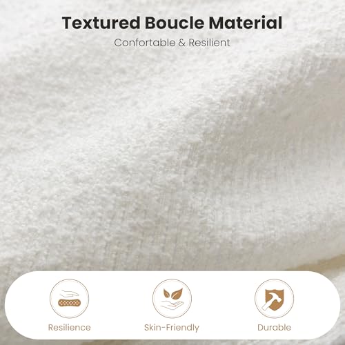 Boucle Upholstered King Size Bed Frame, White