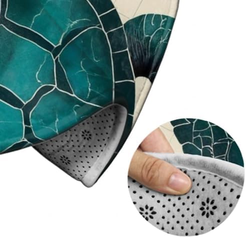 Large Home Decor Mat, Soft Round Yoga Carpet, Non Slip Machine Washable Home Office Circle Rug Vintage Ocean Animal Theme Sea Turtle