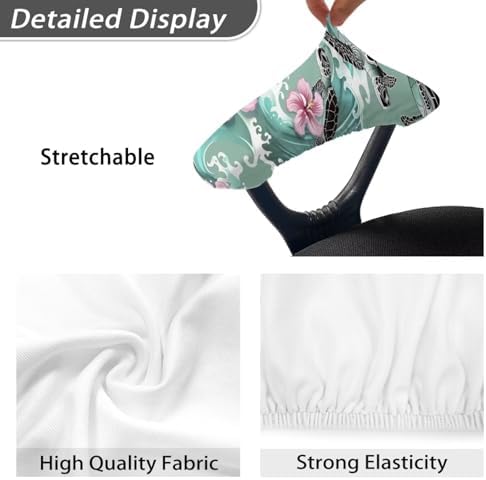 2 Pieces Chair Armrest Slipcovers, Turtle Hibiscus Print Office Chair Arm Pad Covers, Skin Friendly Stretchy Office Chair Armrest Covers, Home Decorative Accessories