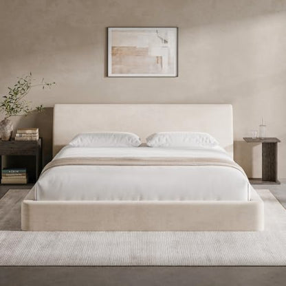 AirFrame King Upholstered Bed Frame with Ergonomic Angled Headboard