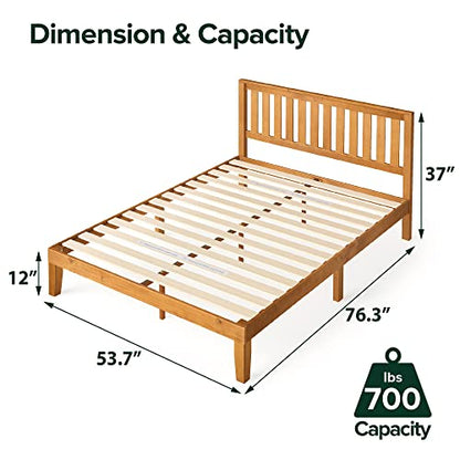 Zinus Alexia Solid Wood Platform Bed Frame with Headboard, Full