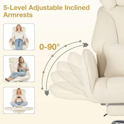 HOFFREE Criss Cross Chair with Wheels for Gaming,Reading,Working(Beige)