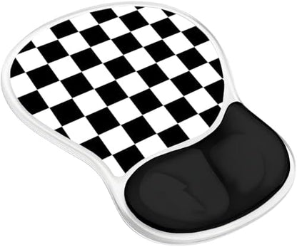 Gel Mouse Pad with Wrist Rest for Mouse Ergonomic Mouse Wrist Rest Non-Slip Silicone Checkered Plaid Black and White Mousepad with Wrist Support for Computer Desk Gaming Laptop Home Office Desk Supply
