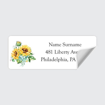 Dotty about Paper Personalized Watercolour Sunflowers - Return Address Labels x 100