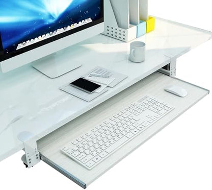 Ergonomic Wooden Keyboard Drawer Tray With Sliding Rails, Under Desk Pull-Out Keyboard Shelf, No Drill Installation(Red,65 * 30Cm)