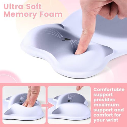 Ergonomic Mouse Pad with Wrist Rest,Cute Memory Foam Mousepad Wrist Support