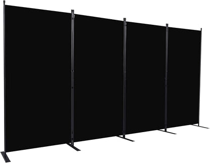 CHOSENM Room Divider, 4 Panel Folding Privacy Screens with Wider Support Feet, 6 Ft Portable Room Partition for Room Separator, 136" W X 71" H, Black