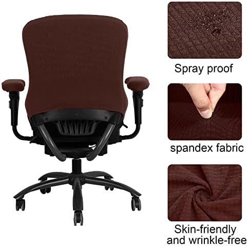 Tallew 4 Pcs Office Chair Covers Stretchable Armrest Seat,XL,Dark Brown