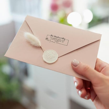 Custom Floral Address Stamp | Choose from 12 Designs | Multiple Ink Color Options | Envelope Return Address Stamp for Couple or Family (Design 8, Extra Large)