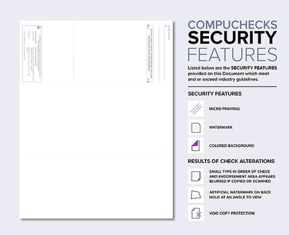 Compuchecks Check on Top Blank Check Paper - 100 Pack, Quick-Books & Laser Printer Compatible - Security Business Checks with Voucher - 8.5" x 11" Green Marble