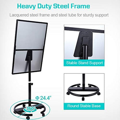 40 X 28 Inch Mobile Magnetic Whiteboard on Wheels, Rolling Dry Erase Board Easel on Height Adjustable Stand with Flipchart Paper Pad (25 Sheets) for Class Teaching, Office Meeting & Workshops