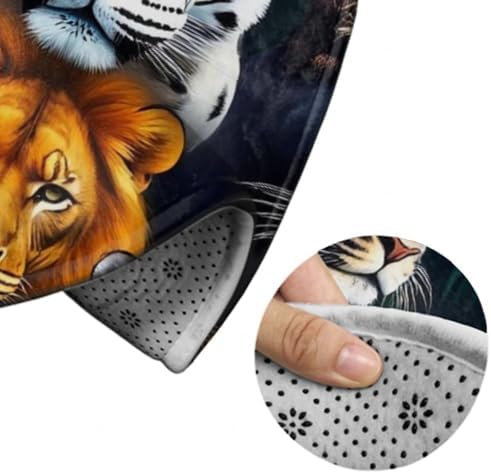 Fashion Round Area Rug Large Non Slip Carpet Unisex Home Decor Mat Jungle Animals Lion Tiger Leopard Print