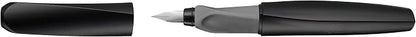 Pelikan Twist Fountain Pen with 1 Ink Cartridge, Medium Nib, Black, Boxed (946806)