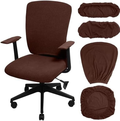 Tallew 4 Pcs Office Chair Covers Stretchable Armrest Seat,XL,Dark Brown