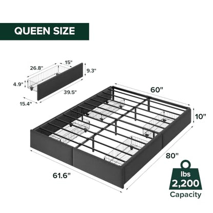 Zinus Maya Platform Bed Frame, Four Underbed Storage Drawers, Queen