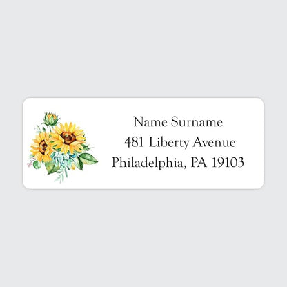 Dotty about Paper Personalized Watercolour Sunflowers - Return Address Labels x 100