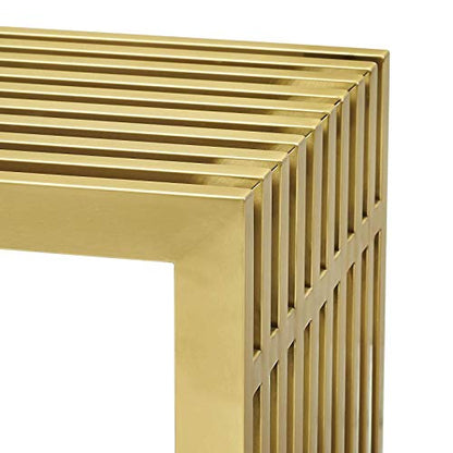 Gridiron Contemporary Modern Gold Stainless Steel Medium Bench, 46.5"