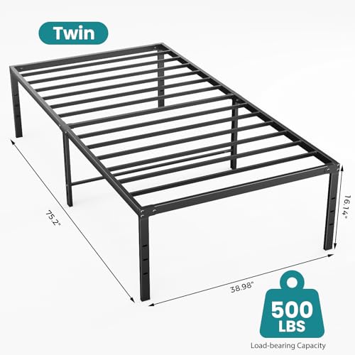 Twin Metal Bed Frame, Platform Bed Frame, 16 Inch