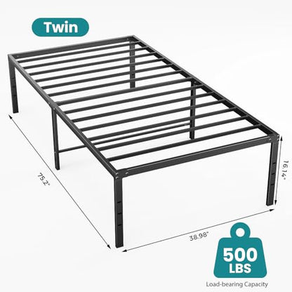 Twin Metal Bed Frame, Platform Bed Frame, 16 Inch