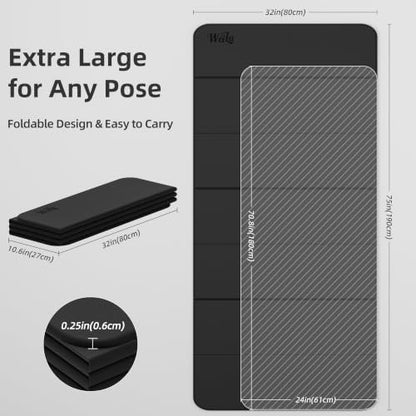 Foldable Yoga Excercise Mat 71"L x 24"W, Odourless Light Weight POE Mat For Home Fitness and Gym Workouts, 1/4 inch Non-slip design for All Types of Yoga Pilates