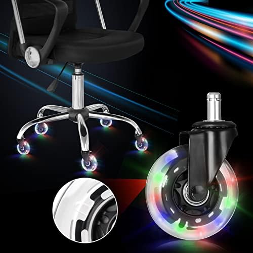 Hivexagon Office Chair Caster Set of 5 Rubber Replacement, Heavy Duty Universal Quiet Rolling Casters Fit Standard Office Chair for Hardwood Floors, Tiles and Carpet