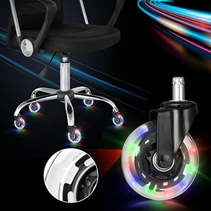 Hivexagon Office Chair Caster Set of 5 Rubber Replacement, Heavy Duty Universal Quiet Rolling Casters Fit Standard Office Chair for Hardwood Floors, Tiles and Carpet