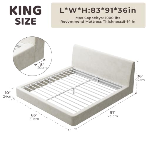 AirFrame King Upholstered Bed Frame with Ergonomic Angled Headboard