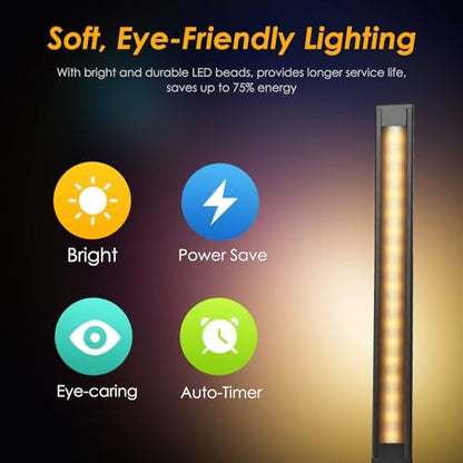 Led Desk Lamp, Desk Lamp with USB Charging Port, 5 Color Modes, 10 Brightness, Natural Light, Eye Caring Reading Lamp, Desk Light for Home Office, Table Lamp, Touch Control, Auto-Timer, Black