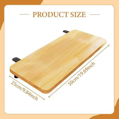 Desk Extension Board Clamp-on Keyboard Tray Portable Ergonomic Arm Rest Expansion Platform for Home Office- Wood Color