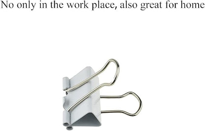 HAHIYO Binder Clips Paper Clamps Spring Steel Sturdy Small 0.75 inches Width 0.2 Inch Capacity No Sharp Edges Heavy Duty Tight Grip Reusable White Metal Bright Finish for Home Office School 30 Pack