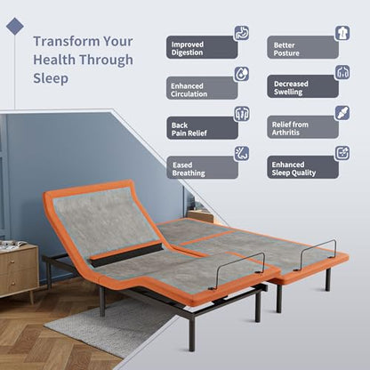 Split King Adjustable Bed Frame 14" Hybrid Matt with Dual USB