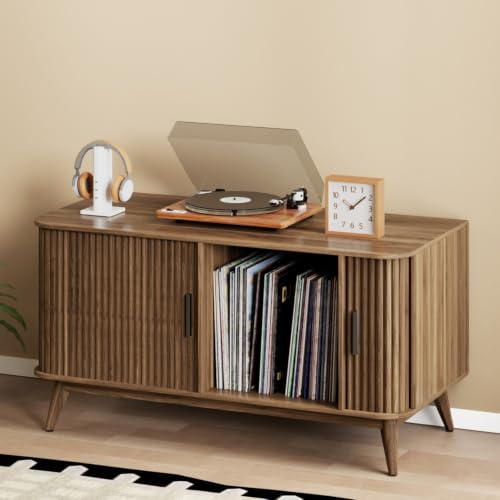 Modern Record Player Stand Vinyl Record Storage Up to 150 Records