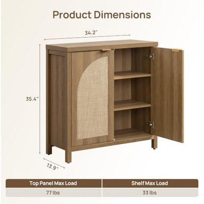 68"W Rattan Sideboard Buffet Cabinet with Storage Credenza Set of 2