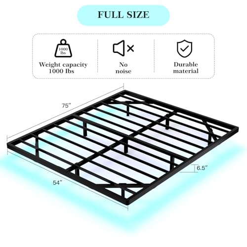 Floating Bed Frame Full Size, Full Bed Frame with Smart LED Lights