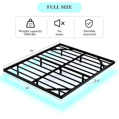 Floating Bed Frame Full Size, Full Bed Frame with Smart LED Lights