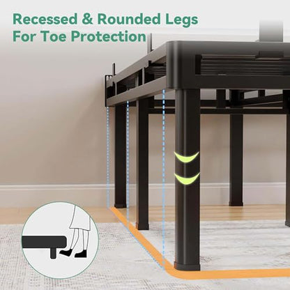 22 inch Cal King Bed Frame with Rounded Legs, Double Layer Design