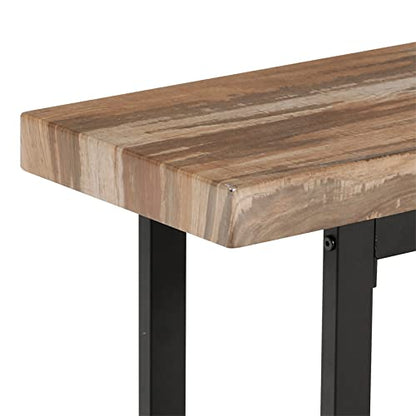59" Farmhouse Dining Bench Pair 2, Wooden Bench Seat Kitchen Table, Brown
