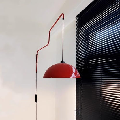 Modern Swing Arm Wall Sconce Plug in Red Wall Lamp Dome Shade