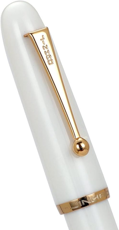 Jinhao 9016 Fountain Pen Medium Heartbeat Point, Dadao Series White Acrylic with Large Converter for Writing