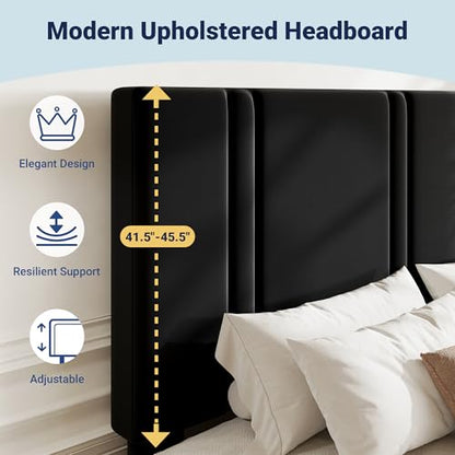 Queen Platform Bed Frame with Adjustable Headboard