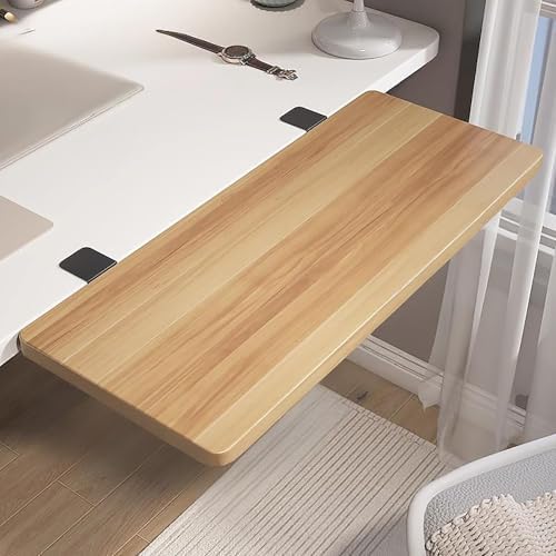 Wood Foldable Desk Extender Tray,Large Size Clamp-on Keyboard Tray,Table Mount Shelf Armrest Support for Home Office Dorm Floating Table(75x20cm(30x8inch), Wood B)
