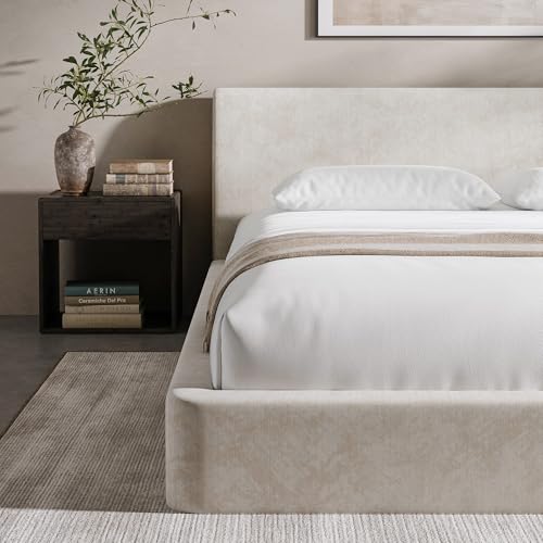 AirFrame King Upholstered Bed Frame with Ergonomic Angled Headboard