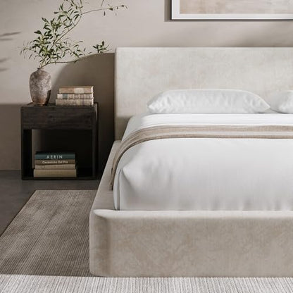 AirFrame King Upholstered Bed Frame with Ergonomic Angled Headboard