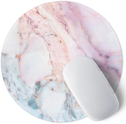 ITNRSIIET Marble Round Mouse Pad Pink Marble Customized Premium-Textured Washable Desktop Protection Mouse Mat with Non-Slip Rubber Base 7.87×7.87×0.12 inches, Pink Marble