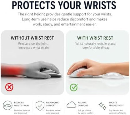 Cloud Gel Wrist Rest Set for Keyboard and Mouse – Ergonomic Wrist Support for Keyboard & Mouse Pad – Non-Slip Desk Wrist Support for Computer, Laptop & Gaming (Green)