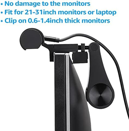 TORCHSTAR LED Computer Monitor Lamp, Auto-Dimming, CRI 97 Eye-Caring Adjustment LED Screen Light Bar, E-Reading USB Powered Monitor Light for Gaming Desk Office, Touch Control, Black