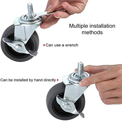 Caster Wheels, 3" Locking Swivel Threaded Stem Casters Set with Brake of 32