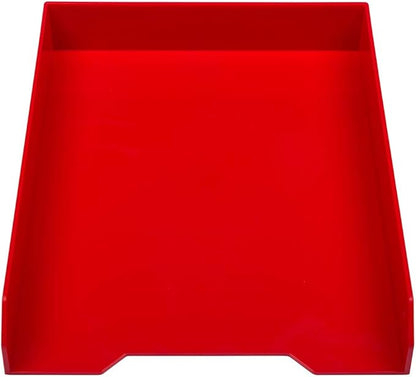 JAM PAPER Stackable Paper Trays - Red - Desktop Document, Letter, & File Organizer Tray - Sold Individually