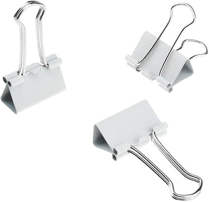 HAHIYO Binder Clips Paper Clamps Spring Steel Sturdy Small 0.75 inches Width 0.2 Inch Capacity No Sharp Edges Heavy Duty Tight Grip Reusable White Metal Bright Finish for Home Office School 30 Pack
